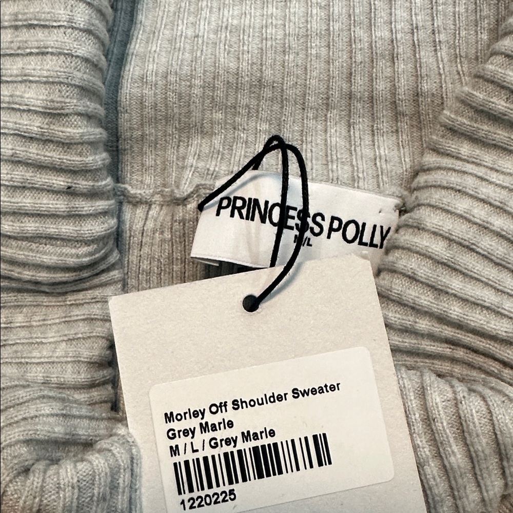 Princess Polly Morley Off‎ Shoulder Sweater in Grey Marle Size M/L - Picture 3 of 7
